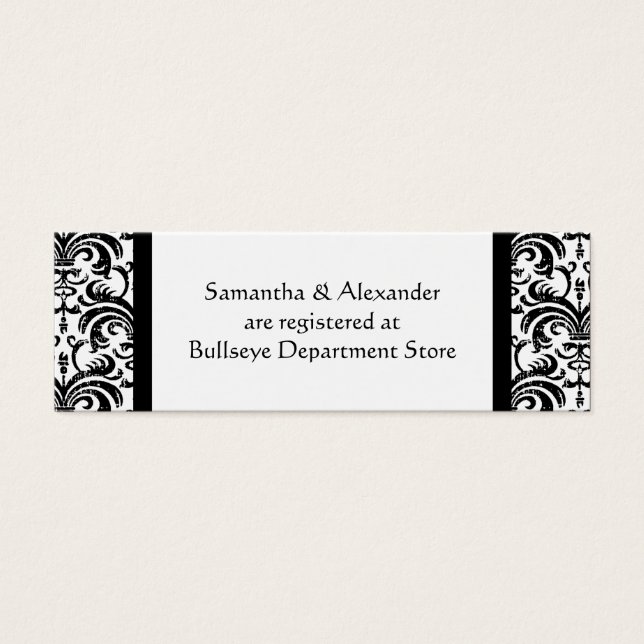 Black and White Gift Registry Insert Cards (Front)