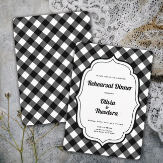 Black and White Gingam Rehearsal Dinner Invitation