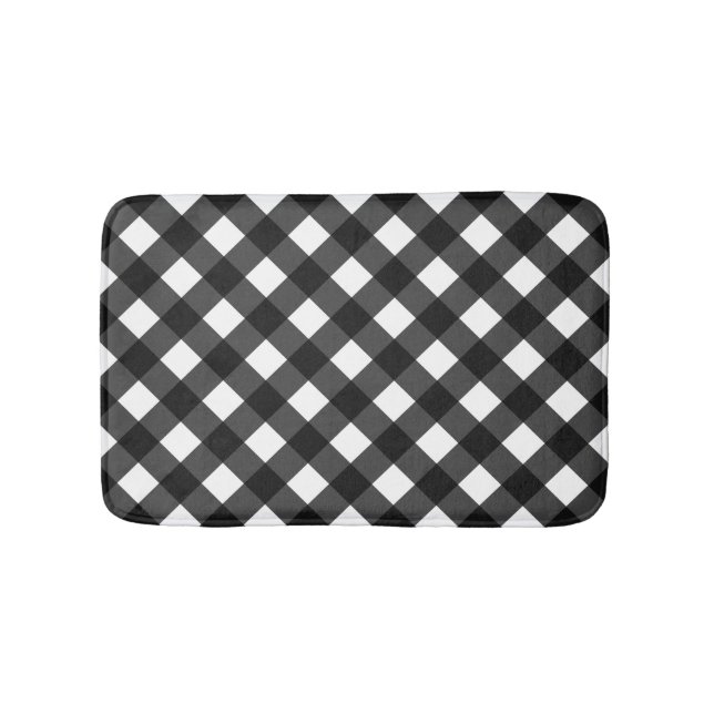 Black and White Gingham Bath Mat (Front)