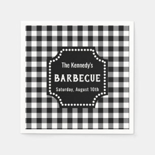 Black And White Gingham BBQ Napkin