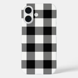 Black and White Gingham Buffalo Plaid Pattern iPhone 16 Case