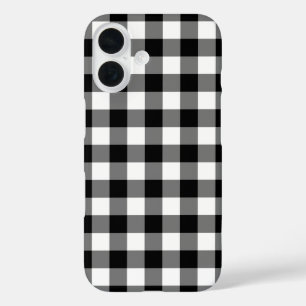 Black and White Gingham Buffalo Plaid Pattern iPhone 16 Case