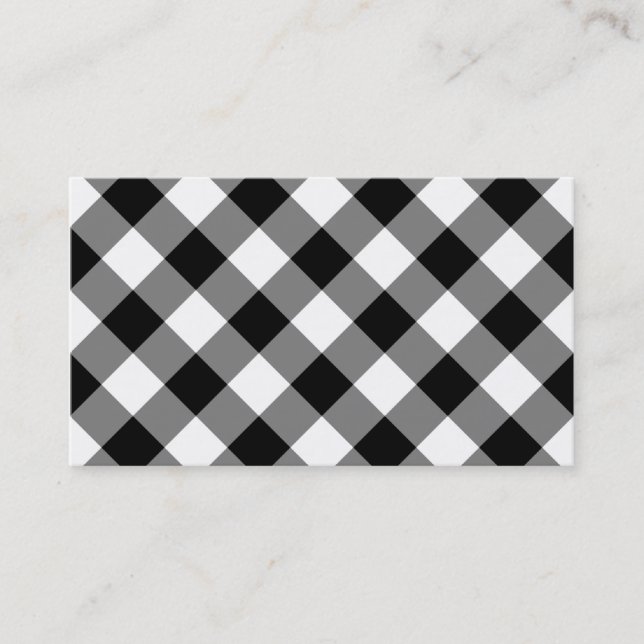 Black and White Gingham Business Card (Front)