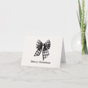 Black and White Gingham Checked Bow Gift or Holiday Card