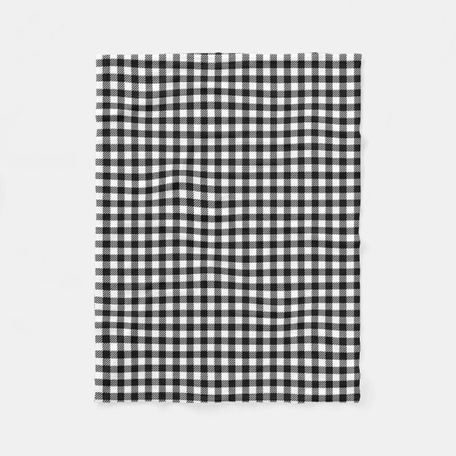 Black And White Gingham Checkered Pattern Fleece Blanket (Front)