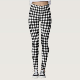 Black And White Gingham Checkered Pattern Leggings