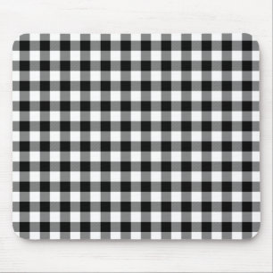 Black and White Gingham Checks Pattern Mouse Pad