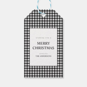Black and White Gingham Christmas Gift Tags
