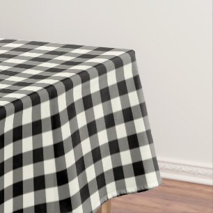 Black and White Gingham Cotton Tablecloth