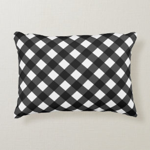 Black and White Gingham Decorative Cushion