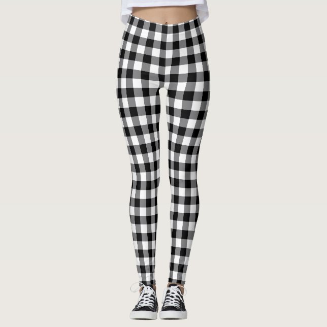 Black And White Gingham Leggings (Front)