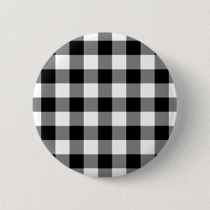 Black and White Gingham Pattern 6 Cm Round Badge
