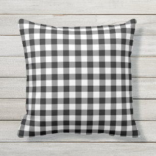 Black and White Gingham Pattern Chequered Cushion