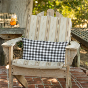 Black and White Gingham Pattern Chequered Lumbar Cushion