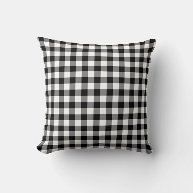 Black and White Gingham Pattern Cushion (Front)