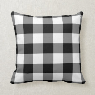 Black and White Gingham Pattern Cushion