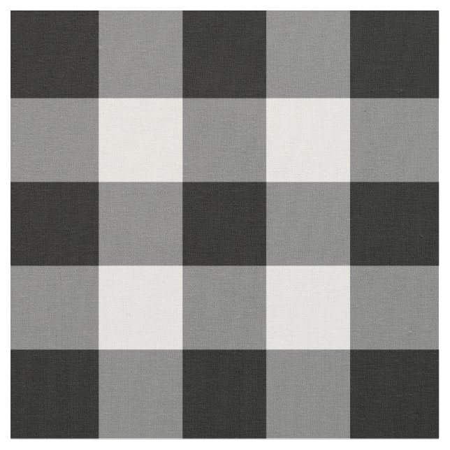 Black and White Gingham Pattern Fabric (Close Up)