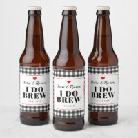 Black and White Gingham Pattern I Do Brew Wedding