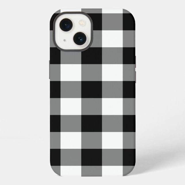 Black and White Gingham Pattern iPhone Case (Back)