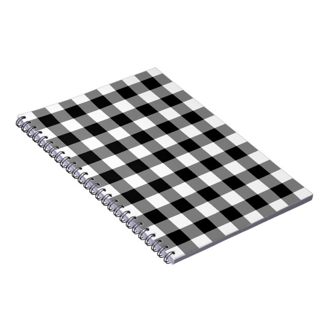 Black and White Gingham Pattern Notebook (Right Side)
