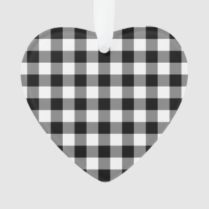 Black and White Gingham Pattern Ornament