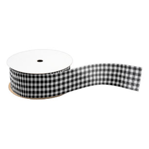 Black and White Gingham Pattern Ribbon Grosgrain Ribbon