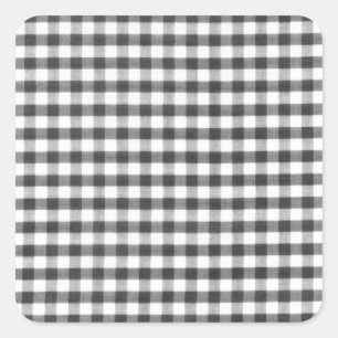 Black and white gingham pattern square sticker