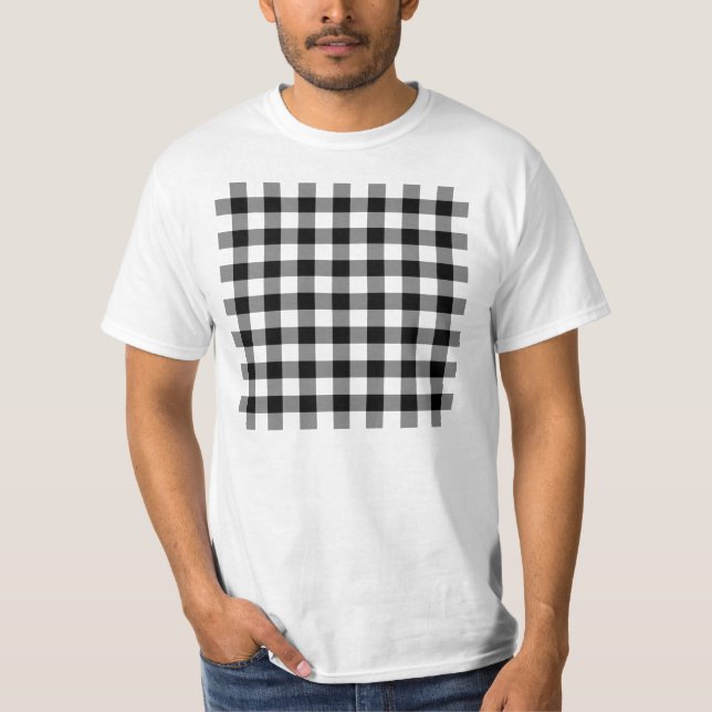 Black and White Gingham Pattern T-Shirt (Front)
