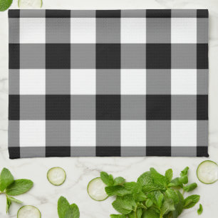 Black and White Gingham Pattern Tea Towel