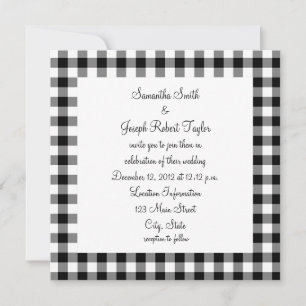 Black and White Gingham Pattern Wedding Invitation