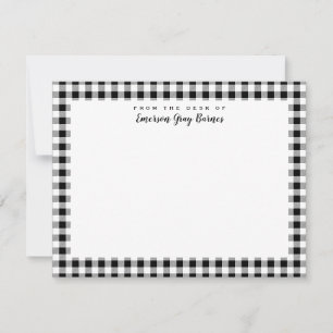 Black and White Gingham Personal Stationery Card
