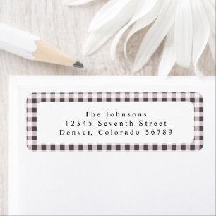 Black and White Gingham Plaid Custom Return Address Label