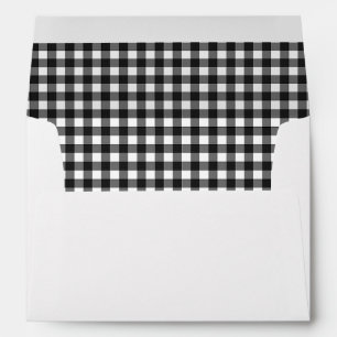 Black and White Gingham Plaid Envelope