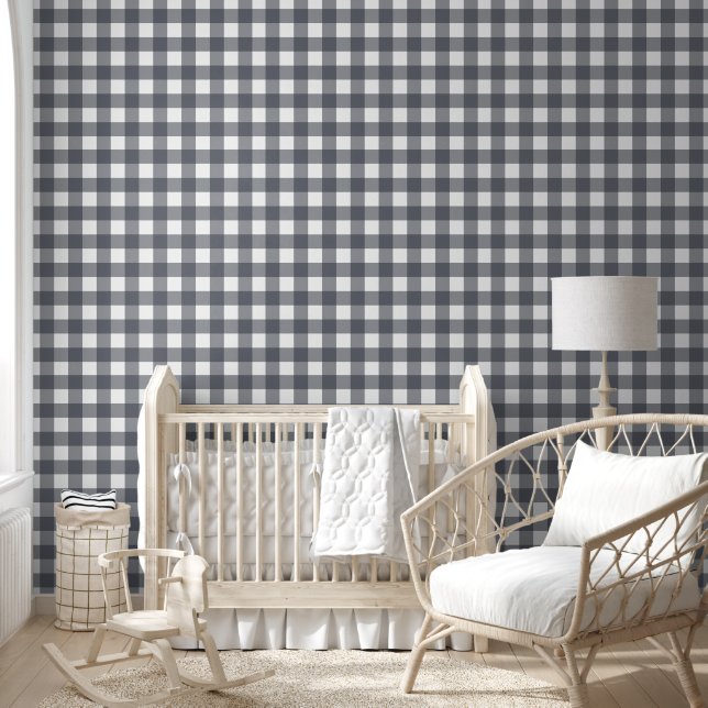 Black and White Gingham Seamless Pattern Wallpaper (Kids)