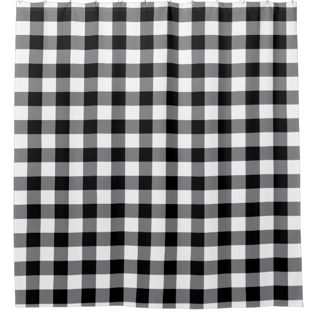 Black And White Gingham Shower Curtain (Front)