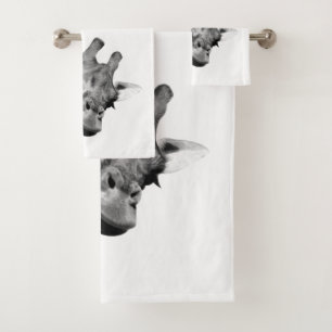 Black and White Giraffe Animal Bath Towel Set