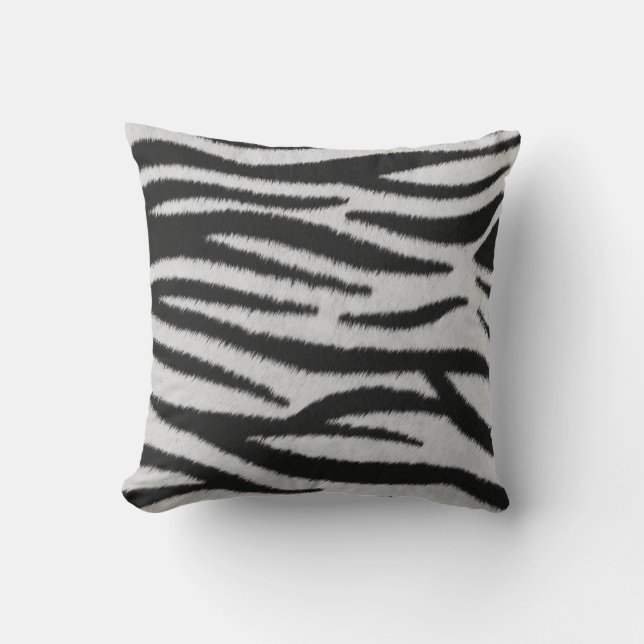 Black and white Giraffe faux fur stripes pattern Cushion (Front)