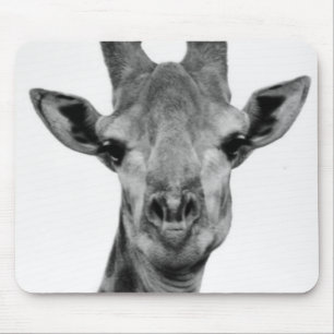 Black and White Giraffe Photograph Mouse Pad