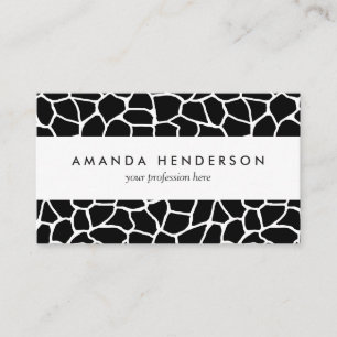 Black and White Giraffe Print Animal Pattern Business Card