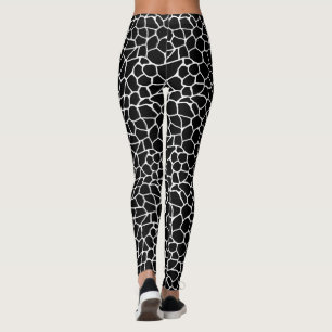 Black and White Giraffe Print Animal Pattern Leggings