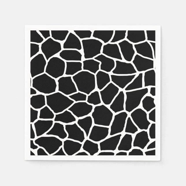 Black and White Giraffe Print Animal Pattern Napkin (Front)