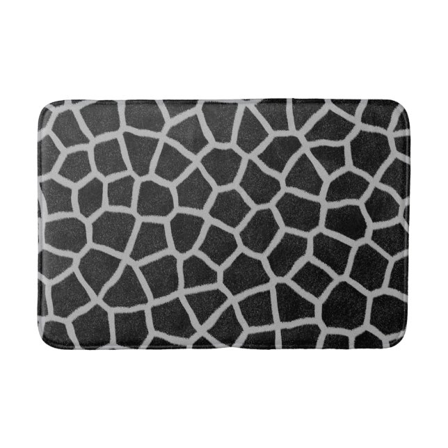 Black and White Giraffe Print Bath Mat (Front)