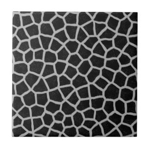 Black and White Giraffe Print Ceramic Tile