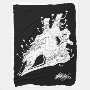 Black and white Giraffe skull Fleece Blanket