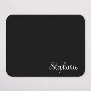 Black and White Girly Modern Name Mouse Pad