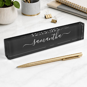 Black and White Girly Signature Nameplate