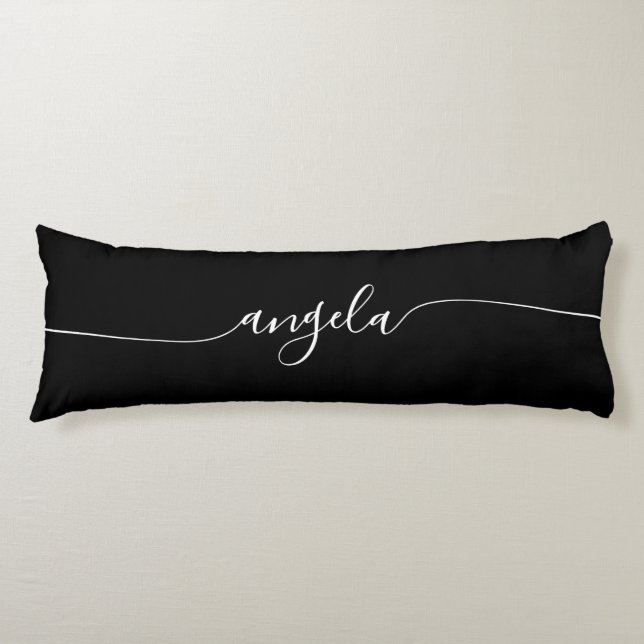 Black and White Glam Signature Name Body Cushion (Front)