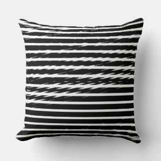 Black and White Glitch Signal Stripes Cushion