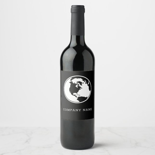 Black And White Globe Wine Label (Front)