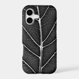 Black and White Glowing Leaf Close-Up